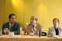 Julio Mendoza, Feliciano Sánchez y Esther Orozco en conferencia de prensa.