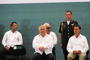 El presidente Enrique Peña Nieto, dijo que su gobierno dirige sus esfuerzos a tener una educación con calidad y busca que éste sea el movimiento colectivo más trascendente y decisivo para el futuro de México. En la imagen lo acompañan José Franco, Presidente de la Academia Mexicana de Ciencias; Emilio Chuayffet, secretario de Educación y el doctor Gilberto Guevara Niebla.