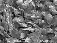 Arcilla de suelo. Fotografía tomada con microscopio electrónico.