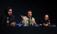 En la mesa Redonda Diáspora Científica, los doctores, Pablo Meyer, Raymundo Sánchez Pescador y Luis Adolfo Orozco.