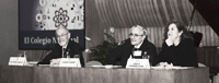 Los doctores Ruy Pérez Tamayo, Eusebio Juaristi y Linda Manzanilla en la actividad diurna del simposio 