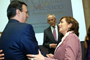 El jefe de Gobierno, Marcelo Ebrard, y la presidenta de la AMC, Rosaura Ruiz, durante el acto celebrado en el Antiguo Palacio del Ayuntamiento.
