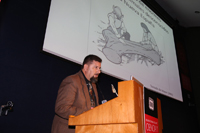 El doctor José Rubén Guzmán Gutiérrez, del Museo Regional de Paleontología, en Aguascalientes, ofreció la plenaria  “Extinción de grandes mamíferos en México durante el Pleistoceno”, durante la Reunión General de la AMC Ciencia y Humanismo II.