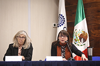 María del Carmen de la Peza Casares,directora adjunta de Desarrollo Científico y María Elena Álvarez-Buylla, directora general del Conacyt.