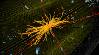 Colisión protón-protón en el experimento del Gran Colisionador de Hadrones.