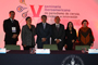 Jesús Mendoza, coordinador del seminario; María Eugenia Mendoza, directora del Instituto de Física de la BUAP; Ygnacio Martínez Laguna, vicerrector de la BUAP; Leopoldo Altamirano, director general del Instituto de Astrofísica, Óptica y Electrónica; Angélica Mendieta, directora de la Facultad de Ciencias de la Comunicación de la BUAP; Adriana Guerra, secretaria Técnica del FCCyT.