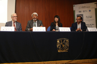 Los doctores Pierre Legendre, José Luis Morán, Elva Escobar y Fernando Álvarez, en la ceremonia de ingreso a la AMC del nuevo miembro correspondiente.