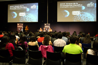Interior del auditorio Galileo Galilei de la Academia Mexicana de Ciencias, durante la reunión becarios del XXVII Verano de la Investigación Científica.