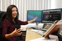 Maritza Lara es investigadora en el Departamento de Astronomía Extragaláctica y Cosmología del Instituto de Astronomía de la UNAM. La investigadora tuvo su primer contacto con la astronomía como becaria del Verano de la Investigación de la AMC.