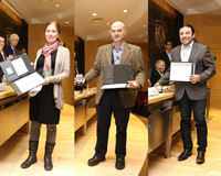 Los investigadores Mariana Benítez Keinrad, Augusto García Valenzuela y Juan Faustino Aguilera Granja, ganadores del Premio 'Jorge Lomnitz Adler' y de las medallas 'Fernando Alba' y 'Marcos Moshinsky', respectivamente.