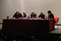 Los investigadores Lorenzo Meyer, Ignacio Marván (autor), José Ramón Cossío, Enrique Florescano y Pablo Mijangos, en la presentación del libro 