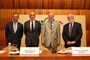 El doctor Adolfo Martínez Palomo presentó en El Colegio Nacional a los ganadores del Premio México de Ciencia y Tecnología 2012, 2013 y 2014, el chileno Juan Carlos Castilla, el argentino Alberto Ramos y el español Carlos Martínez Alonso, respectivamente.