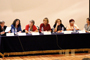 Elena Jeanetti, Norma Blazquez, Gabriela Dutrénit, Claudia Bodek, Margarita Velázquez, Delia Selene de Dios y Adriana Ortiz, ayer en la Facultad de Ciencias Políticas y Sociales de la UNAM.