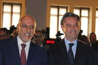 El director general del Conacyt, Enrique Cabrero y el secretario de Educación Aurelio Nuño, en la ceremonia del 25 aniversario del Sistema de Centros Públicos de Investigación del Conacyt.