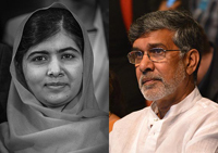 La pakistaní Malala Yousafzai y el indio Kailash Satyarthi, ganadores del Premio Nobel de la Paz 2014.