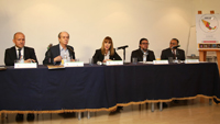 Encabezaron la presentación de MUNIC 2016: Mayolo Reyes, José Manuel García, Roxana Einsenmann, Alejandro Alonso y Juan Manuel Fausto, quienes dieron a conocer detalles de la programación de la I Muestra Nacional de Imágenes Científicas México.