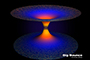 Desde la teoría de la gravedad cuántica de lazos, el investigador Alejandro Corichi Rodríguez Gil trata de entender la gravitación a escala cuántica (microscópica) a través del modelo que propone: Cosmología cuántica de lazos, con el que intenta unificar a las dos grandes teorías de la física. En la imagen, la ilustración del Big Bounce, fenómeno que describe el físico teórico como parte de su modelo.