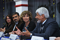 Ofelia Angulo, Raúl Pantoja, Rosaura Ruiz, José Luis Morán durante la firma de convenio entre la SECTEI y la AMC.