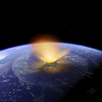 Representación artística de un asteroide impactando la Tierra. Los científicos cuentan con una nueva evidencia de que un impacto cósmico en la zona noroeste de la Península de Yucatán provocó la extinción de los dinosaurios.