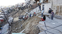 Lomas de Rubí es una zona urbanizada que creció ilegalmente en Tijuana, BC, y que con lluvias atípicas el agua retomó su cauce. (Foto tomada en febrero- 2018).