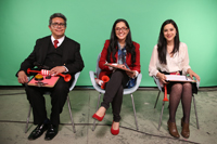 Los historiadores Erik Velásquez, Valeria Sánchez Michel y Andrea Rodríguez Tapia, integrantes del comité académico de la Olimpiada Mexicana de Historia.