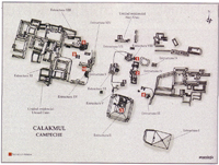 Mapa de la ciudad maya de Calakmul.