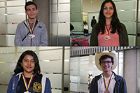 Los cuatro estudiantes mexicanos ganadores de medallas de bronce en la  XII Olimpiada Iberoamericana de Biología, celebrada en Loja, Ecuador (de izq. a derecha, arriba y abajo): Bogar Alexis Carreño Ibarra, Lilia Michelle Ochoa Covarrubias, Sarah Evelyn Bautista Cruz y Diego Maldonado de la Torre.