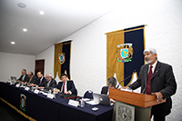 El doctor José Luis Morán, presidente de la Academia Mexicana de Ciencias, durante su intervención en la reunión de trabajo de 