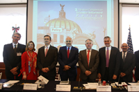 Lorena Macías Navarro, Marcos Regis da Silva, Agustín García-López, Mario Molina, Enrique Cabrero y Arturo Menchaca Rocha en el arranque del Primer Congreso Mexicano sobre Política basada en la Ciencia, en las instalaciones de la Secretaría de Relaciones Exteriores.