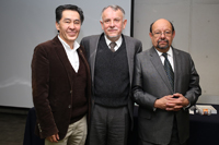 Los doctores Jaime Urrutia, presidente de la Academia Mexicana de Ciencias (AMC), Arturo Menchaca y Jorge Flores, expresidentes de la AMC.