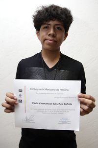 Yadir Sánchez Tafolla, del Estado de México, finalista de la  X OMH.