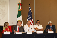 Participantes en la mesa de discusión “La interfaz ciencia-política en México”, en el marco del Primer Congreso Mexicano sobre Política basada en la Ciencia.