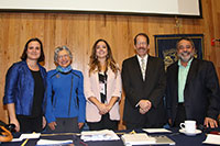 Jennifer Pearl, de Becas de Política Científica y Tecnológica de la AAAS; Silvia Torres Castilleja, presidenta de la IAU; Marga Gual Soler, del Centro de Diplomacia Científica de la AAAS; Paul Berkman, profesor The Fletcher School; y José Franco, coordinador del FCCyT.