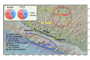 El mapa indica los distintos tipos de instrumentos que se colocarán en la brecha sísmica de Guerrero y las instituciones participantes, durante las operaciones que efectuará en la zona en noviembre un equipo de científicos mexicanos y japoneses en el buque oceanográfico 