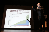 El doctor José Sarukhán, coordinador nacional de Conabio, ex presidente de la Academia Mexicana de Ciencias y socio fundador de la Somedicyt, dio la conferencia 