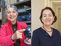 Las doctoras Silvia Torres Peimbert (izq), presidenta de la Unión Astronómica Internacional (IAU, por sus siglas en inglés); y Susana Lizano Soberón (der), presidenta electa del comité nacional de México ante la  misma organización, dieron a conocer parte de los cambios que se acordaron en la XXX Asamblea General de la IAU en pasado agosto y adelantaron información sobre los festejos para celebrar el primer centenario de la agrupación internacional.