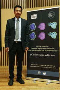 El doctor Iván Velasco Velázquez, ganador del Premio de Investigación de la Academia Mexicana de Ciencias 2009 en el área de ciencias naturales, ofreció la conferencia 'Células troncales, clonación, reprogramación celular, ¿Qué relación tienen con las Neurociencias?', en la Facultad de Química de la UNAM