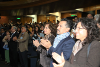 Investigadores eméritos,directores y exdirectores de diferentes instituciones, así como profesores, estudiantes y participantes presentes en el arranque del 50º Congreso Nacional Sociedad Matemática Mexicana.Congreso, en el Auditorio “Dr. Raoul Fournier Villada” de la Facultad de Medicina de la UNAM.