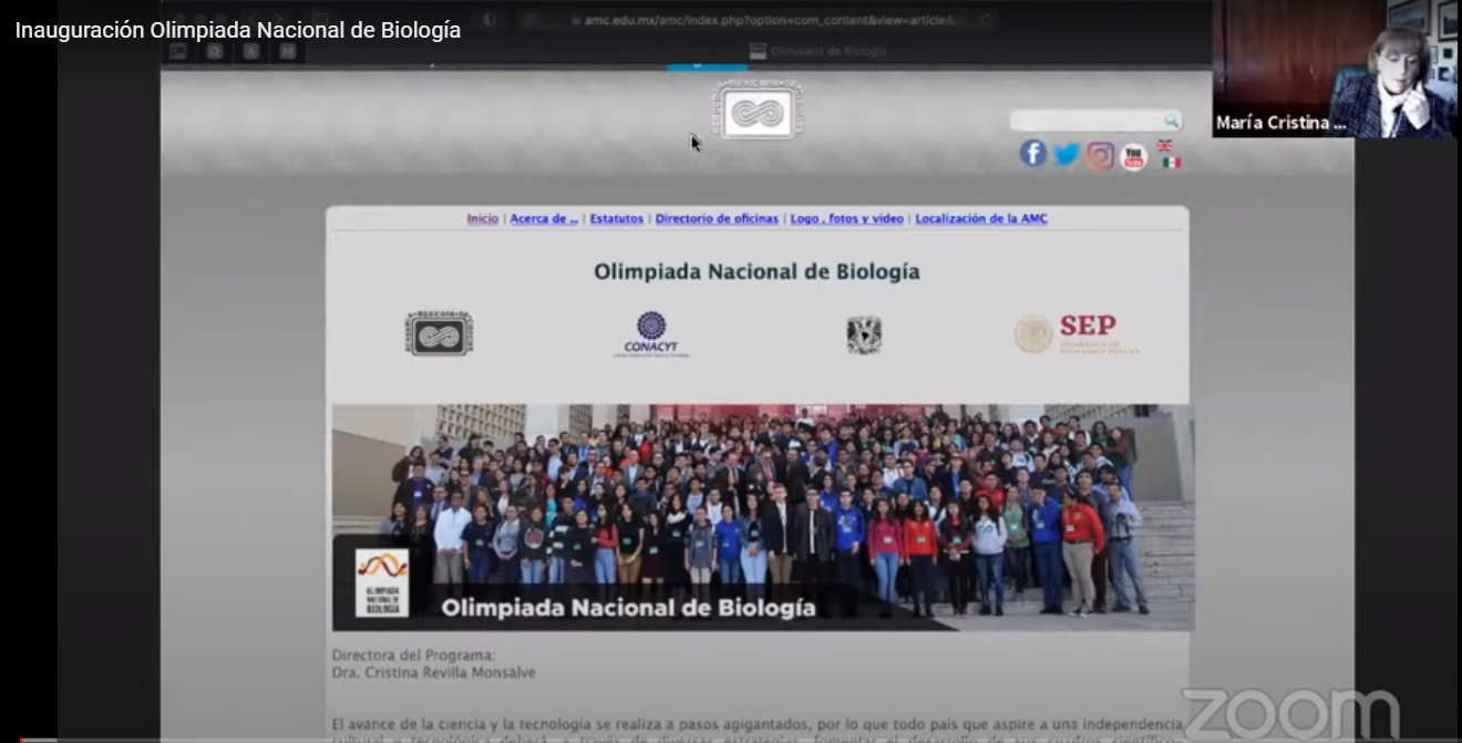 La XXX Olimpiada Nacional de Biología llegó este año de manera virtual. Imagen: Captura de pantalla de reunión.