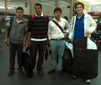 La delegación mexicana antes de abordar el avión que los llevo a Washington.