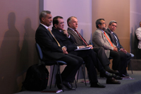 José Mustre (Cinvestav), Jaime Parada (AIM), Arturo Menchaca (CCC), José Franco (FCCyT) y Armando Mansilla (ANM) participaron como integrantes de la a mesa de honor de la ceremonia de Inicio del LVIII Año Académico de la Academia Mexicana de Ciencias.