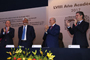 Juan Manuel Carreras, gobernador del estado de San Luis Potosí; José Luis Morán, Enrique Cabrero y Aurelio Nuño en la ceremonia de Inicio del LVIII Año Académico de la Academia Mexicana de Ciencias.