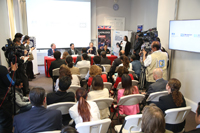 Aspecto de la conferencia de prensa en la que se dieron a conocer los resultados de la evaluación al programa La Ciencia en tu Escuela a Distancia, la cual estuvo a cargo de CollaboratED, empresa evaluadora británica independiente, avalada por el British Council.