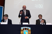 Ceremonia conmemorativa del 50 aniversario del Instituto de Ciencias Nucleares, la cual fue presidida por el rector de la UNAM, Enrique Graue Wiechers.