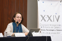 Susana Lizano Soberón, vicepresidenta de la AMC, en su  participación en la mesa  “Acciones propositivas en ciencia y género”.