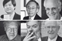 Premios Nobel participantes en el primer día del programa científico de la 66ª Reunión de Lindau: Hiroshi Amano, Tahhaaki Kajita, David Gross, Carlo Rubbia, Martinus Veltman y Arthur McDonald.