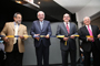 En el corte de listón de la Agua, elemento de la vida, que se inauguró hoy en el Museo de las Ciencias Universum.Agua, participaron José Franco, titular de la DGDC-UNAM; Enrique Graue Weichers, rector de la UNAM; Roberto Ramírez, director general de la Conagua; y Fernando González, coordinador técnico de la Red de Agua-UNAM.