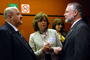 Reyes Tamez, Rosaura Ruiz y José Trinidad Padilla, al término de la reunión de la Comisión de Ciencia y Tecnología de la Cámara de Diputados en la que la presidenta de la AMC presentó la propuesta para incrementar el presupuesto a ciencia y tecnología.