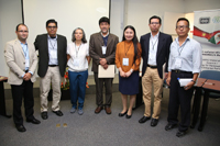 En la imagen los investigadores Juan Manuel Peralta, Vicente Rodríguez, Sandra Rodil, Edgar Camps, Yan LI, René Rangel y Bing Yan, participantes en la mesa de remediación ambiental del Foro sobre estrategias de colaboración AMC-NANOMXCN México-China.