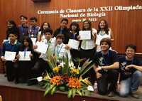 Los ganadores de las medallas de oro de la XXII Olimpiada Nacional de Biología Querétaro 2013.